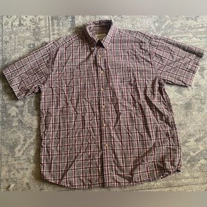 Eddie Bauer Short Sleeve Button Down Plaid Shirt Men's Size XL